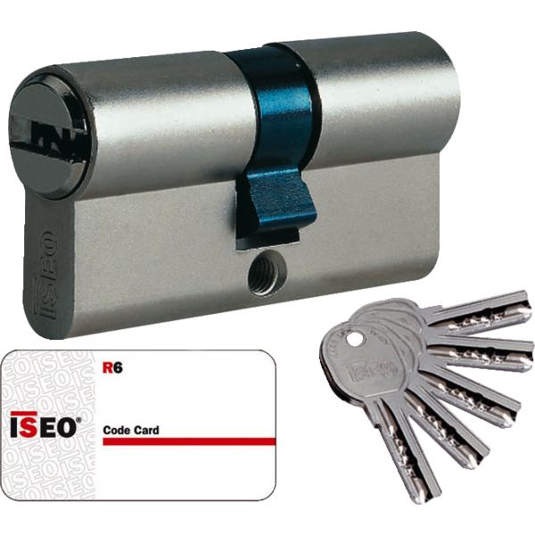 CYLINDRE ISR6 30B*30MM -NICKELE - 5 CLES + CARTE S'ENTROUVRANT