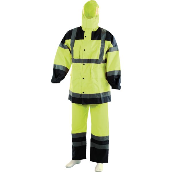 ENSEMBLE DE PLUIE   HAUTE VISIBILITE JAUNE FLUO -   L