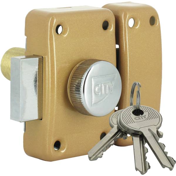 VERROU A BOUTON 25 BRONZE OR CITY CYLINDRE 40MM S ENTR. - 3CLES