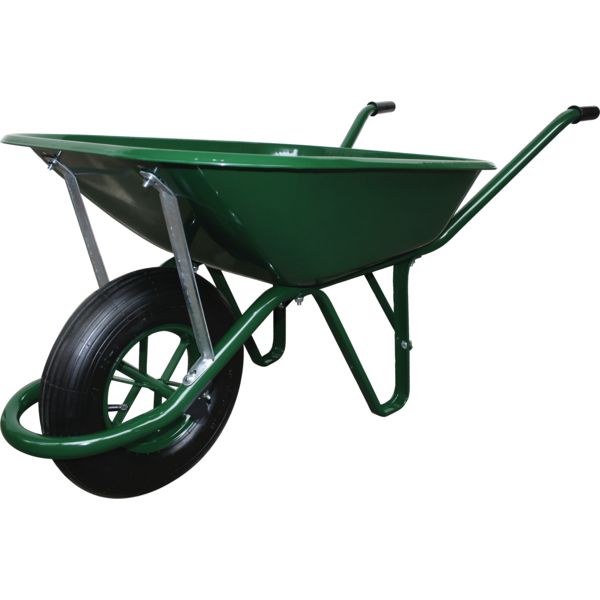 BROUETTE POLY. VERTE GONFL. COFFRE PEINT 90L,