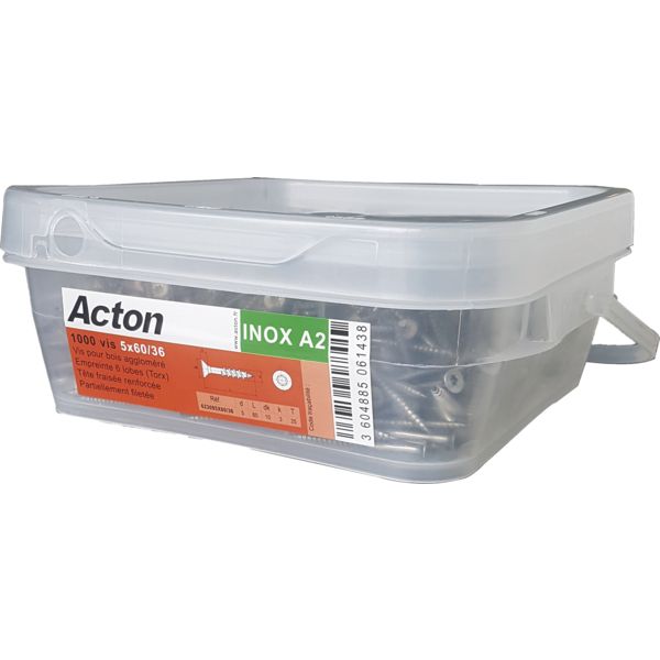 VIS BOIS   AGGLO TF F/PART. TORX A2 5X50/   (BOITE 1000)