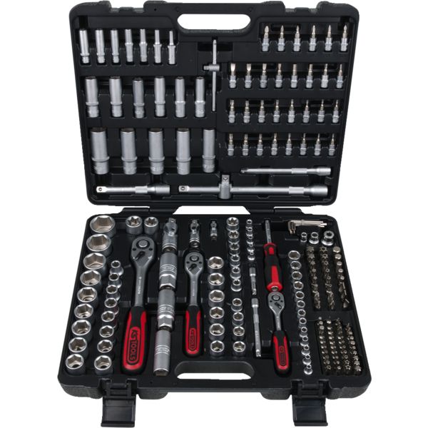 CLIQUETS ET DOUILLES 1/4"""" 3/8"""" 1/2"""" COFFRET DE 195 PIECES