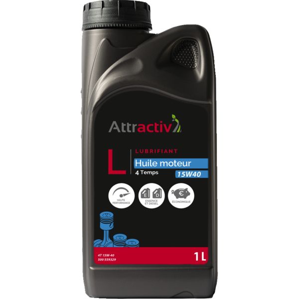 HUILE MOTEUR - ATTRACTIV' 4 TEMPS (4T) 15W40 - BIDON 1L.