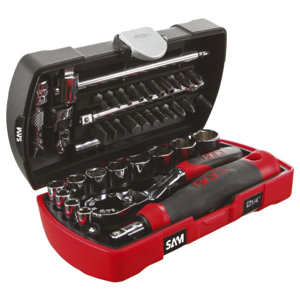 CLIQUET ET DOUILLES 1/4' COFFRET DE 40 PIECES