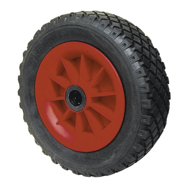 ROUE INCREVABLE CORPS POLYPROP ROUE INCREVABLE NYLON+MOUSSE POLYURÉTHANE NOIR ROULEMENT À ROULEAUX 75X25 Ø260 MM 120 KG