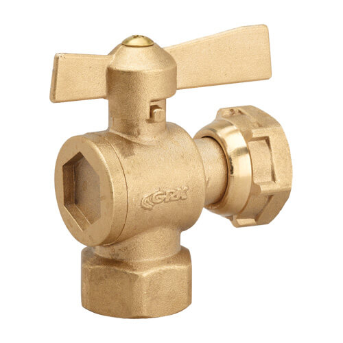 ROBINET AVANT OU APRES COMPTEUR EQUERRE A BOISSEAU SPHERIQUE DF 3/4"" AVEC MANETTE PAPILLON 